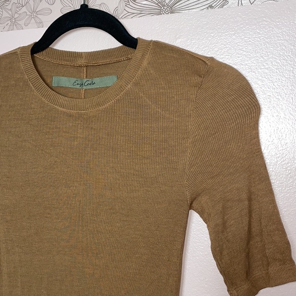 Enza Costa Silk Knit Half Sleeve Dress Bronze - Picture 5 of 8